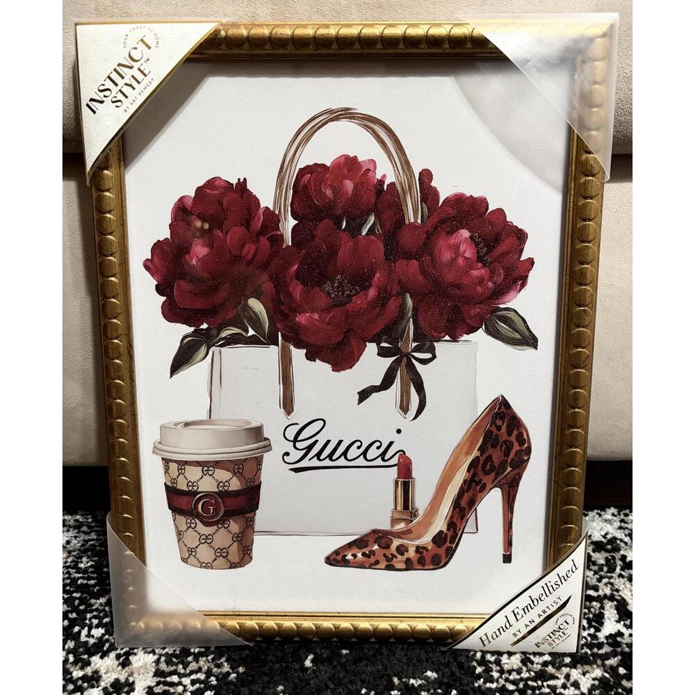 Luxury Wall Art Gold Framed Gucci